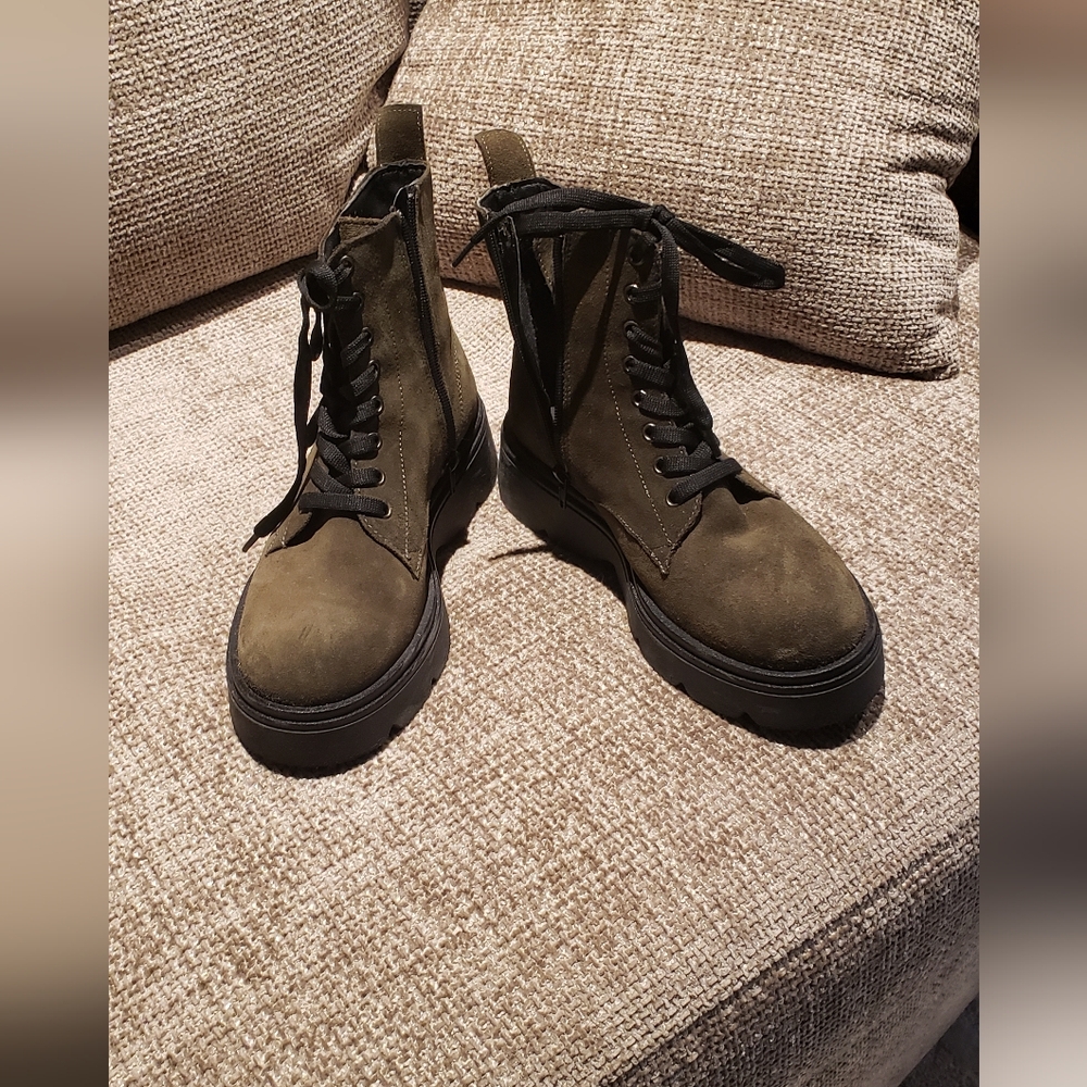 Atelier  Olive Green Suede Boot